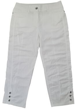 Chico's White Cropped Pants Size 0 (S) Lightweight Stretch Cotton Casual Summer